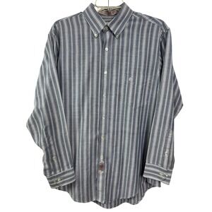 Etienne Aigner Blue and White Striped Button-Down Shirt